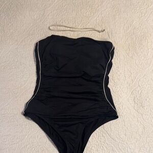 Tommy Bahama Black One-Piece Swimsuit with White Piping 12